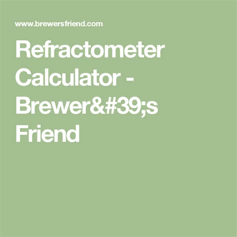 home brewing refractometer calculator